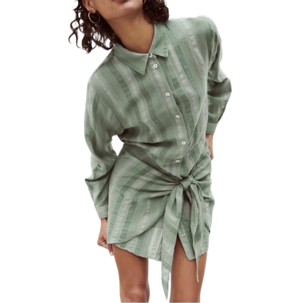 Zara Lace Up Collared Shirt Dress